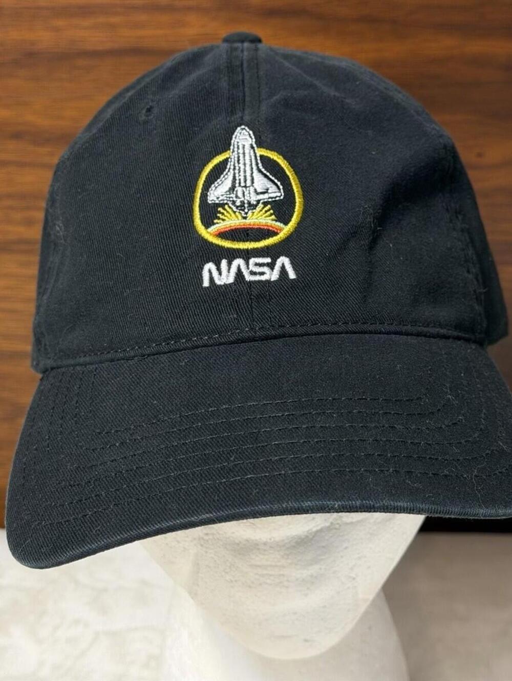 NASA Space Shuttle Embroidered Logo Black Baseball Cap Adjustable Strapback Hat